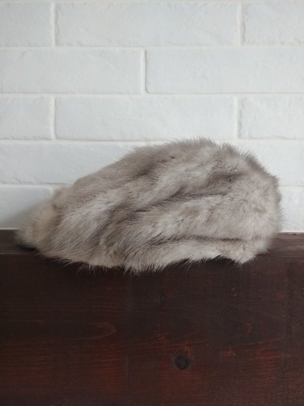 Vintage grey fur cap hat
